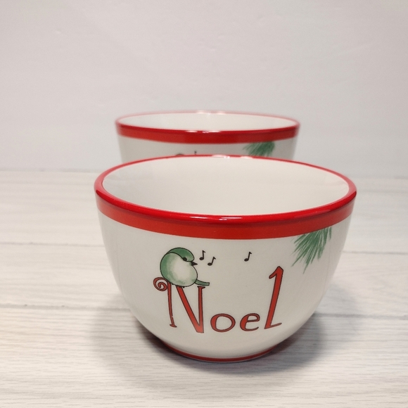 Everyday white Christmas porcelain Nesting Bowls set of 3 Merry, Noel, Joy. - Picture 4 of 11